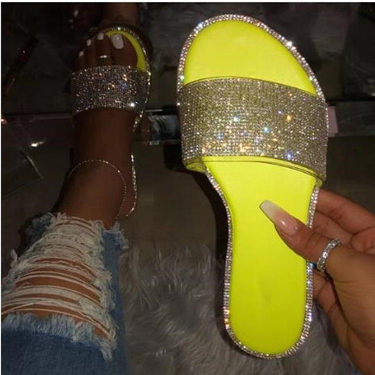 Damen Glamouröse Slides mit funkelnder Strassverzierung EB