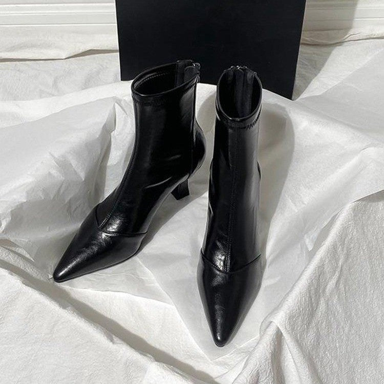 Damen Elegante High Heel Stiefeletten mit schmaler Silhouette und spitzem Design EB