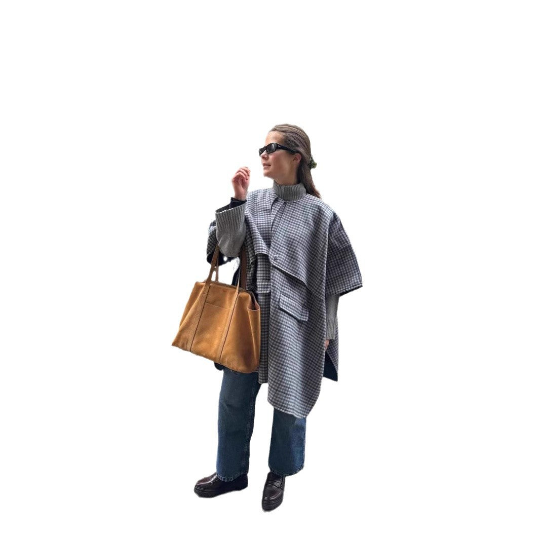 Damen modische Überwurfjacke mit großzügigen Taschen und strukturiertem Design EB
