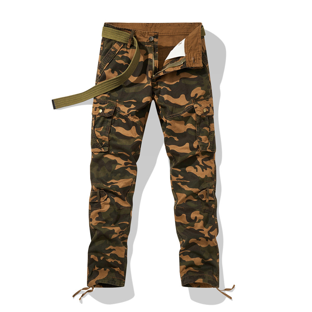 Herren Cargohose im Slim-Fit mit verstärkten Knien Multifachtaschen und Stoffgürtel EB