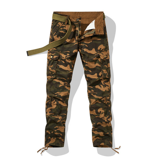 Herren Cargohose im Slim-Fit mit verstärkten Knien Multifachtaschen und Stoffgürtel EB
