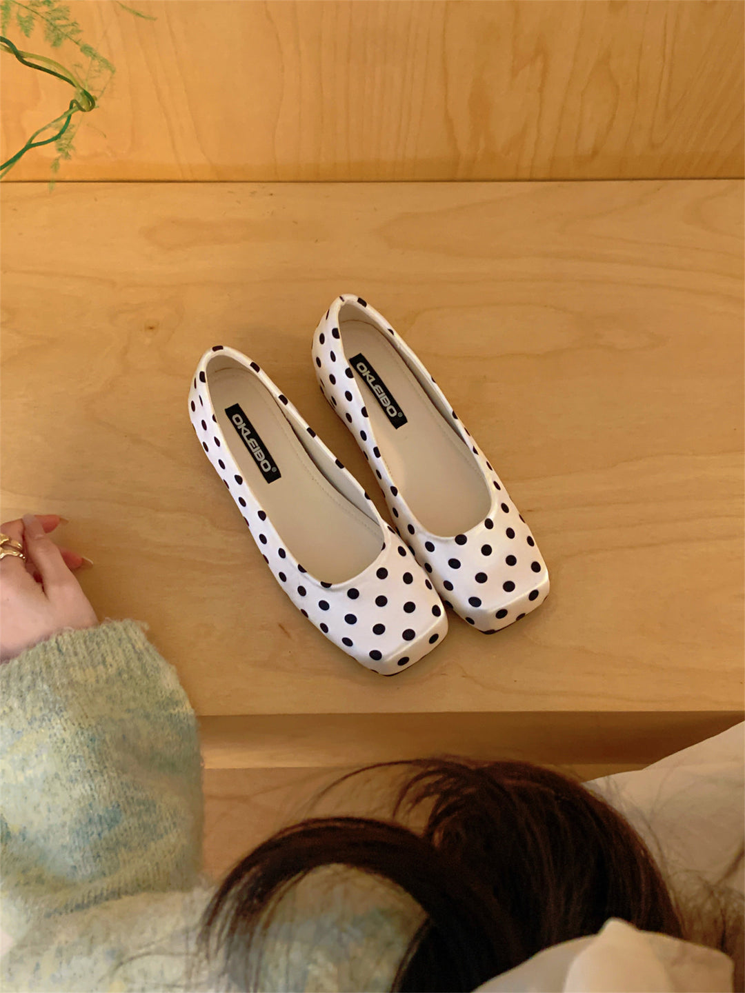 Damen Ballerinas mit polka Punkte Design und komfortablem Innenfutter EB