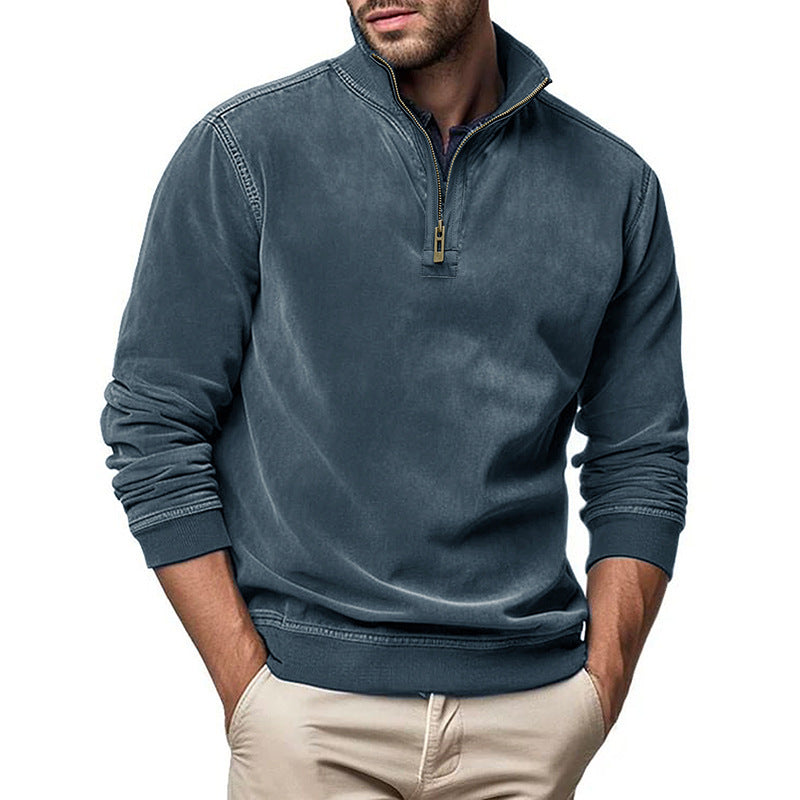 Herren Halbzip Sweatshirt mit Stehkragen und Rippbündchen EB