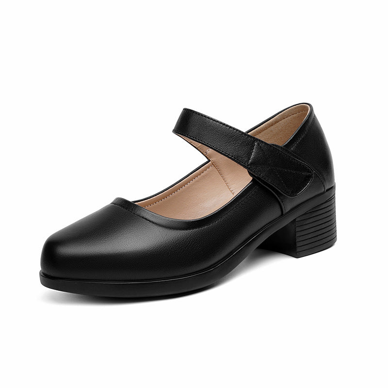 Damen Mary Jane Pumps mit verstellbarem Riemen und bequemem Blockabsatz EB