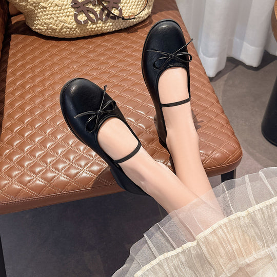 Damen Ballerina mit zierlicher Schleifenverzierung und bequemem Fußbett EB