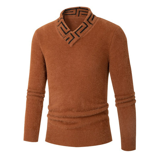 Herren modischer Pullover mit schickem Stehkragen und strukturiertem Design EB