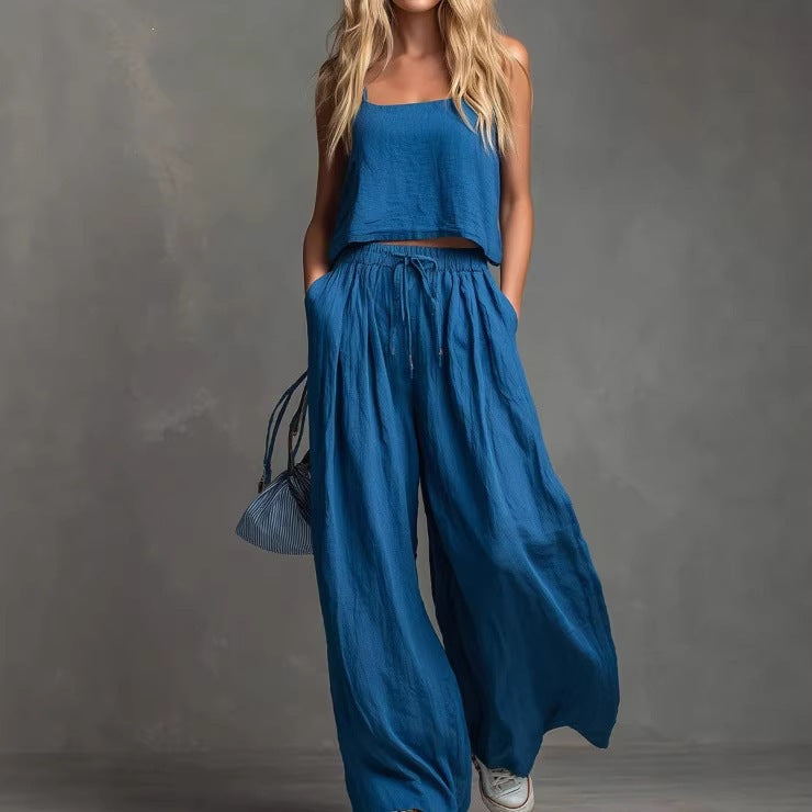 Damen Sommerliches Freizeit-Set mit weitem Oberteil und lässiger Hose EB