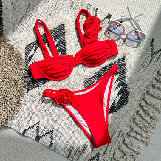 Damen Bikini-Set mit floralen Applikationen und elegantem Schnitt EB