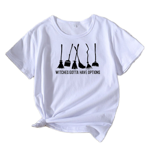 Frauen Grafik Besenstiel Humor T-Shirt Heidi-Mode
