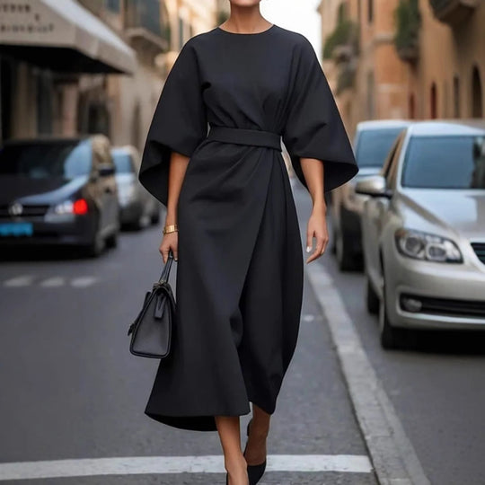 Damen Elegantes Midi-Kleid mit voluminösen Ärmeln EB