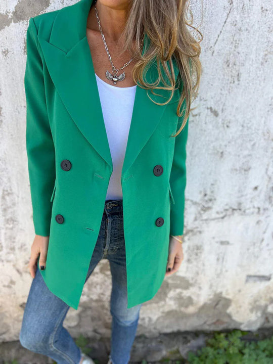 Damen Eleganter Double-Breasted Blazer mit zeitlosem Schnitt und leichten Schulterpolstern EB