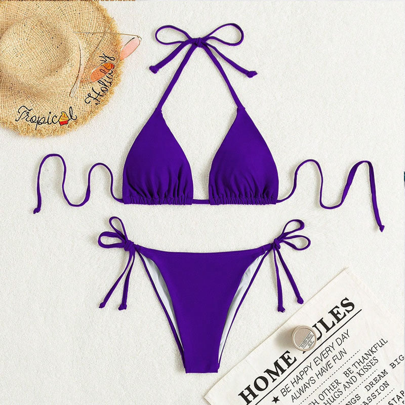 Damen Triangel-Bikini mit verstellbaren Trägern und raffiniertem Schnitt EB