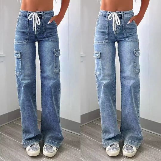 Damen Cargo-Jeans mit praktischen Taschen und weiter Beinform EB