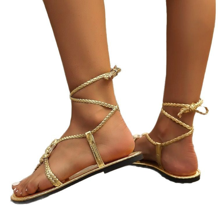 Damen Riemchen-Sandalen mit dekorativen Flecht-Details EB