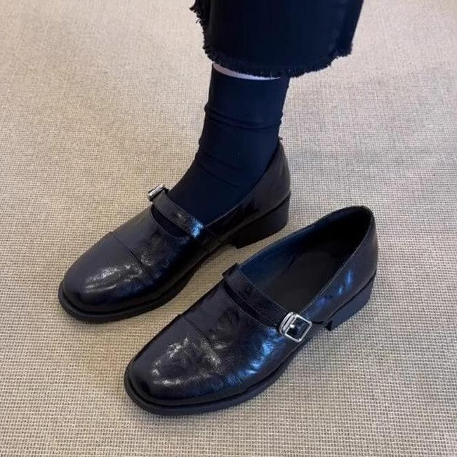 Damen Elegante Loafers mit dekorativem Schnallenverschluss EB