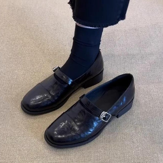 Damen Elegante Loafers mit dekorativem Schnallenverschluss EB