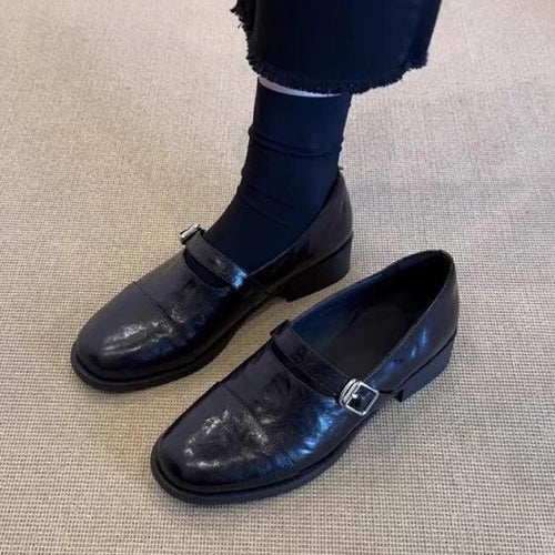 Damen Elegante Loafers mit dekorativem Schnallenverschluss EB
