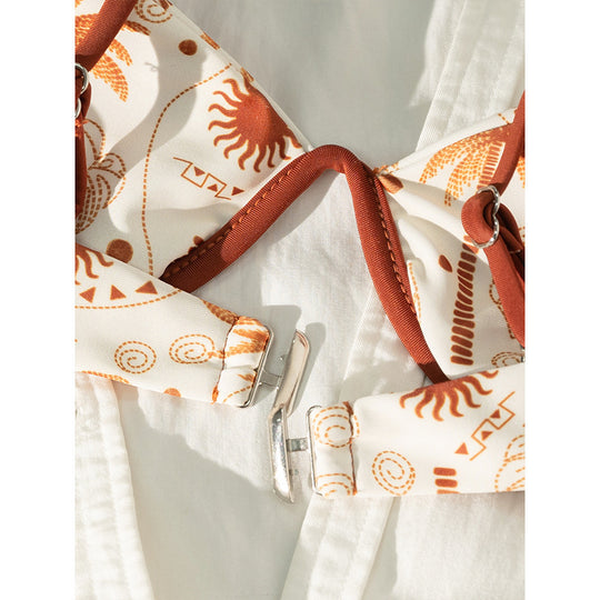Damen Push-Up-Bikini mit floralem Design und verstellbaren Trägern EB