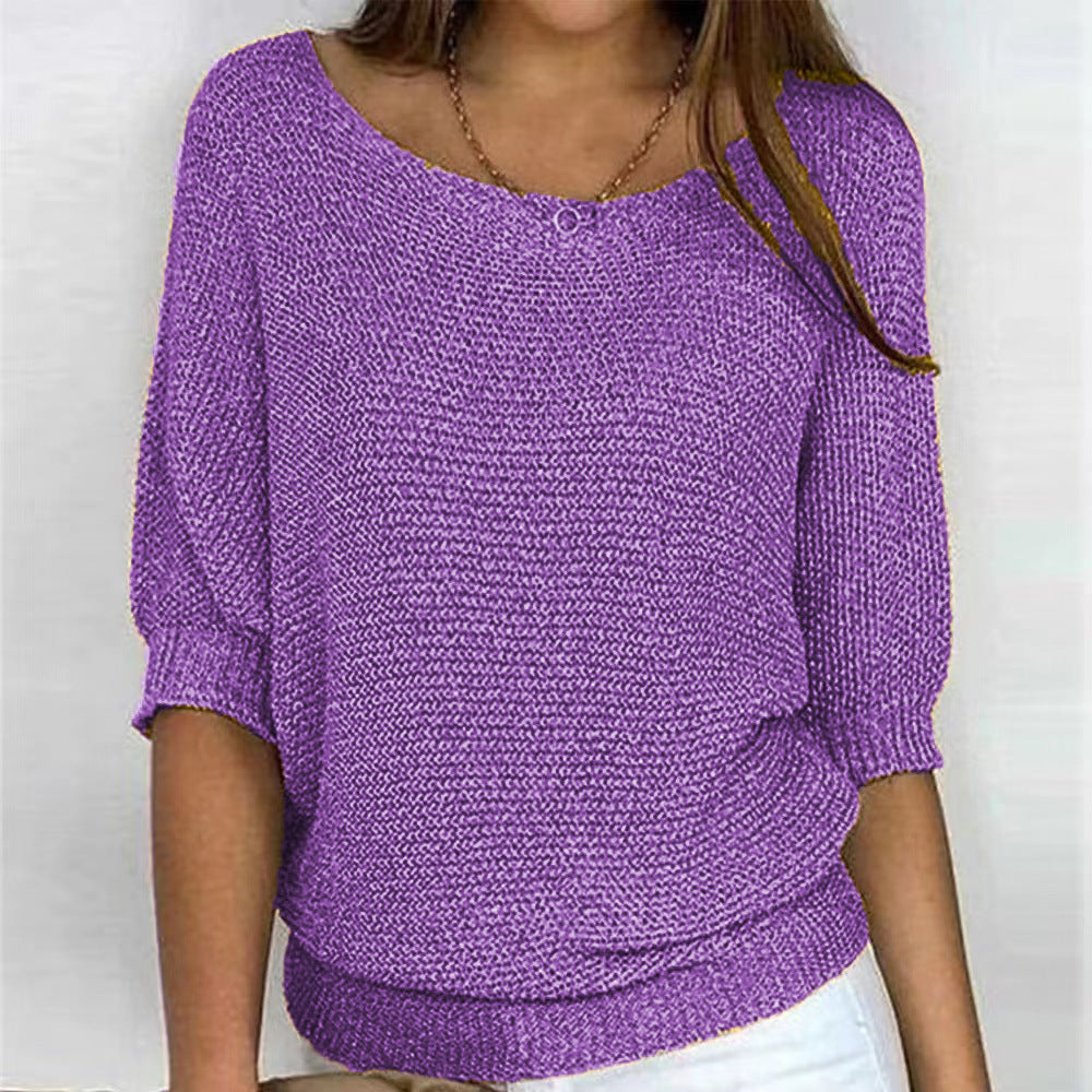 Damen nan legerer kastiger Feinstrickpullover mit weitem Ausschnitt EB