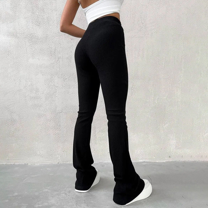 Damen Flared Hose aus Rippstrick EB