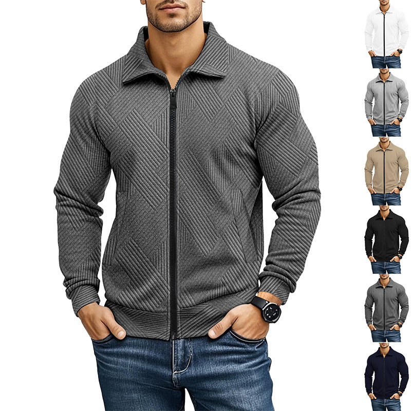 Herren bequeme und stylische Kapuzenjacke mit strukturiertem Gewebe EB