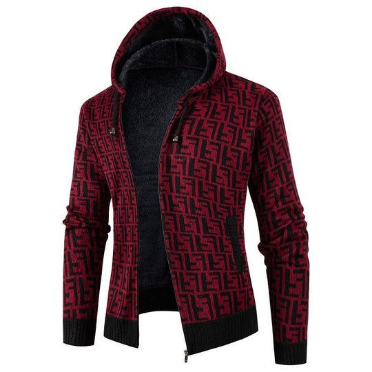 Herren Strickjacke mit modernem Zopfmuster und kuscheligem Innenfutter EB
