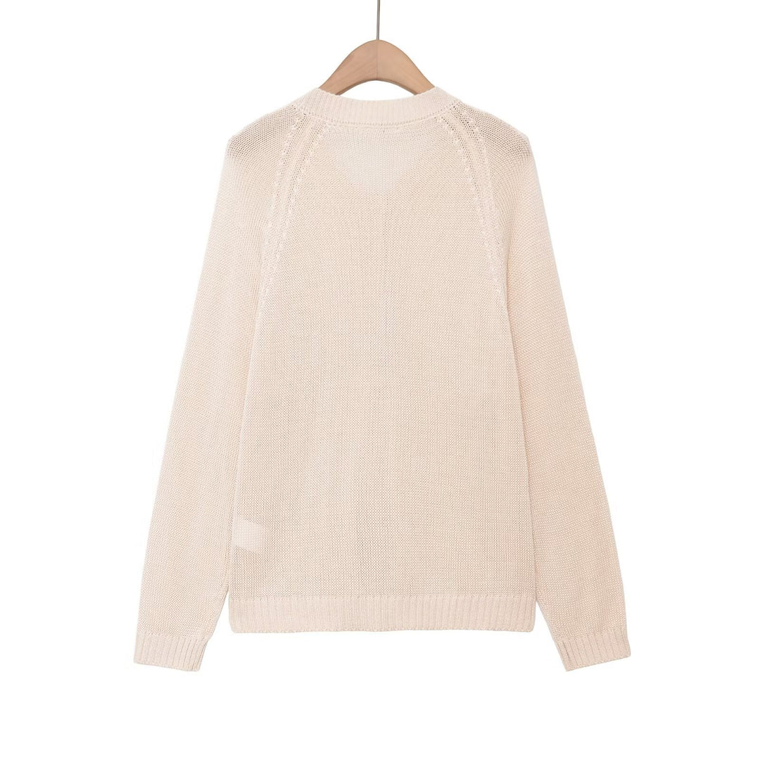 Damen nan Feinstrick-Henley-Pullover mit Knopfleiste und Raglanärmeln EB