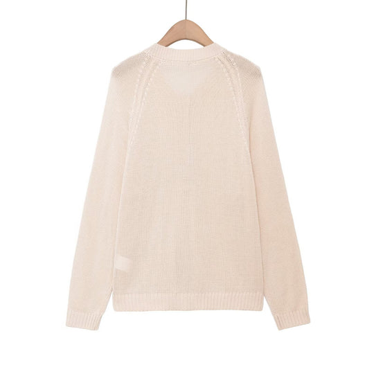 Damen nan Feinstrick-Henley-Pullover mit Knopfleiste und Raglanärmeln EB