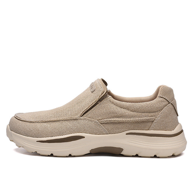 Herren leichte Slip-On Komfortfreizeitsneaker mit atmungsaktivem Canvas und stoßdämpfender Plateausohle EB