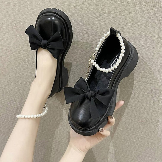 Damen Elegante Plateauschuhe mit dekorativem Schleifendetail EB