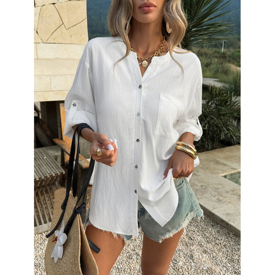 Damen Lässiges Oversized-Hemd mit Knopfdetail EB