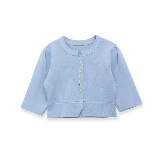 Damen elegantes Cardigan mit feinem Rippenmuster und dekorativen Knöpfen EB