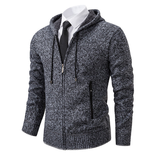Herren Strickjacke mit Kapuze und weichem Innenfutter EB