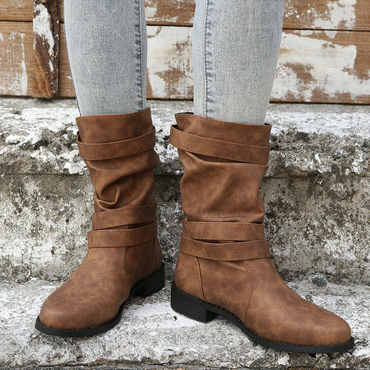 Vintage Schnalle Mid-Calf Stiefel EB