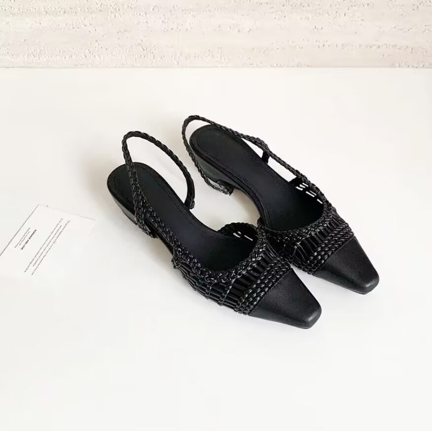 Damen Slingback-Pumps mit modischem Flecht-Design und elegantem Spitzenzeh EB