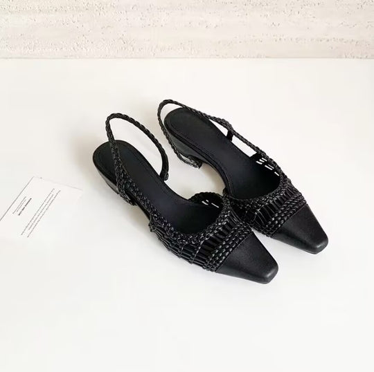 Damen Slingback-Pumps mit modischem Flecht-Design und elegantem Spitzenzeh EB