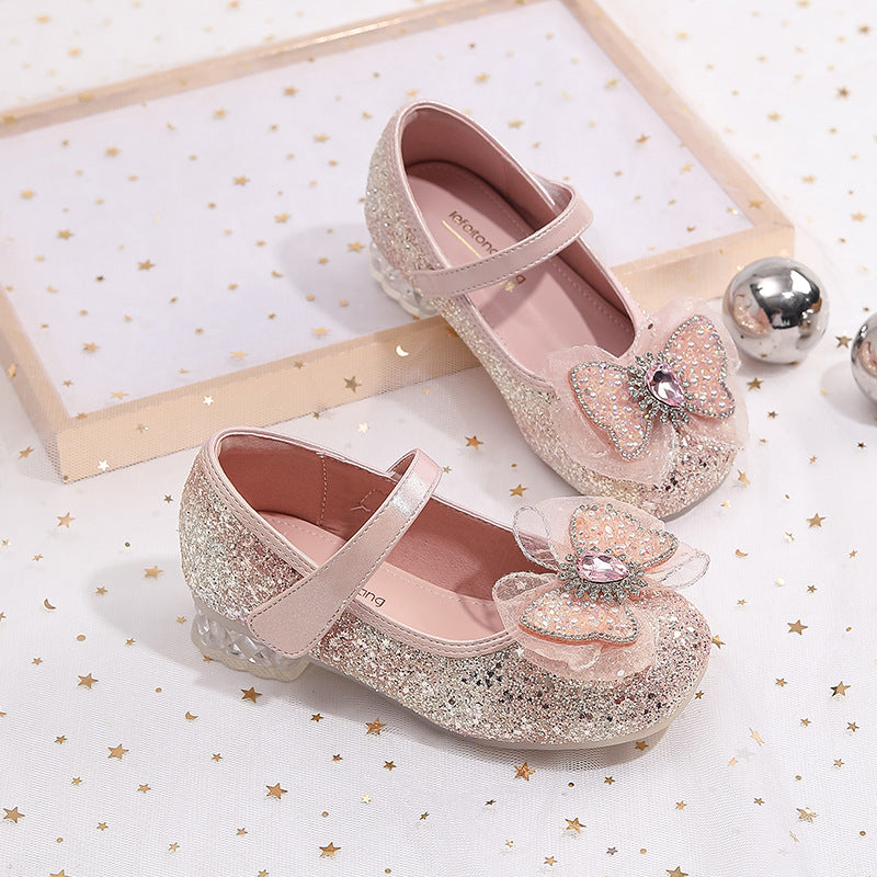 Mädchen Elegante Ballerinas mit Schleifenapplikation und Strass EB