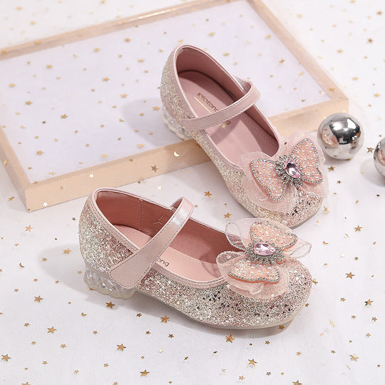 Mädchen Elegante Ballerinas mit Schleifenapplikation und Strass EB