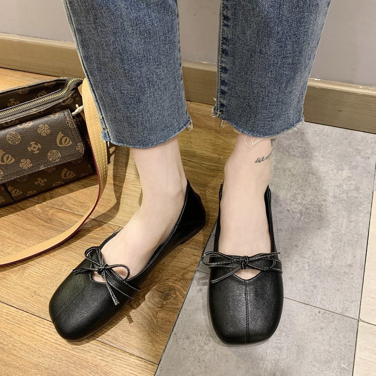 Damen elegante Ballerinas mit dekorativem Schleifenakzent EB