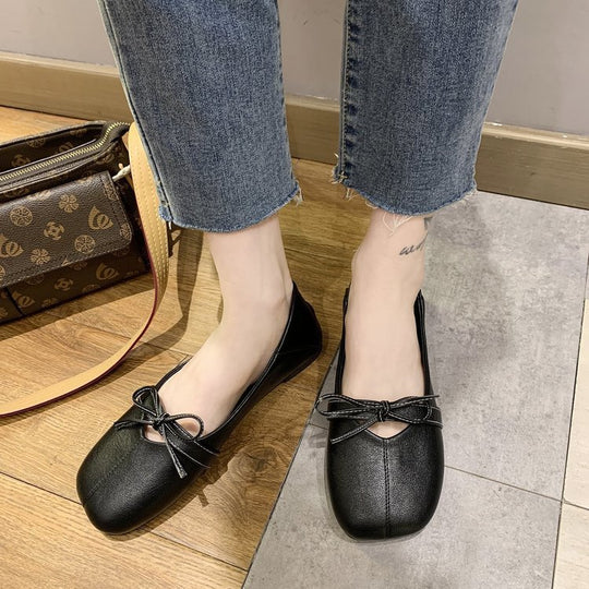 Damen elegante Ballerinas mit dekorativem Schleifenakzent EB