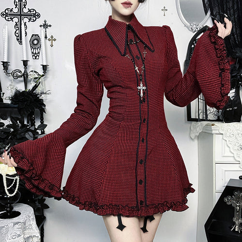 Damen schickes Mini-Kleid mit volantartigen Ärmeln und dekorativem Kragen EB