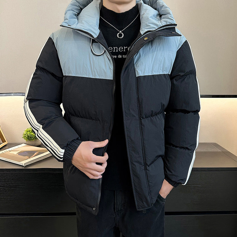 Herren modische und warme Steppjacke mit verstellbarer Kapuze EB