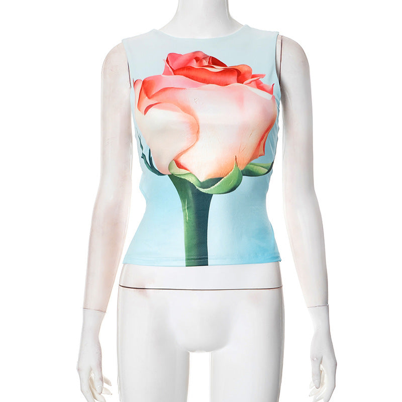 Damen ärmelloses Top mit floralem Design EB