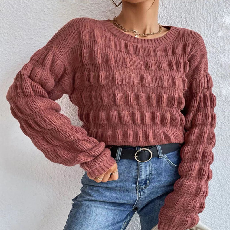Damen Strickpullover mit modernen Rastermuster EB