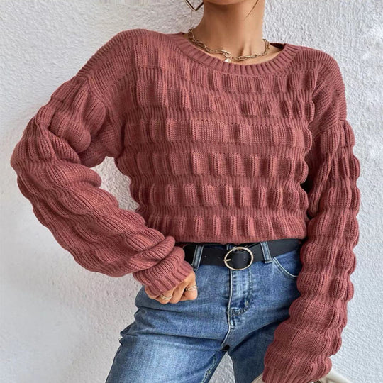 Damen Strickpullover mit modernen Rastermuster EB