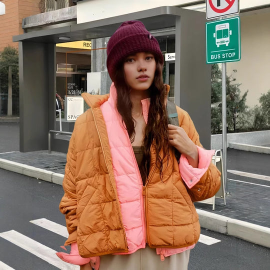 Damen Steppjacke mit hohem Kragen und praktischem Reißverschluss EB