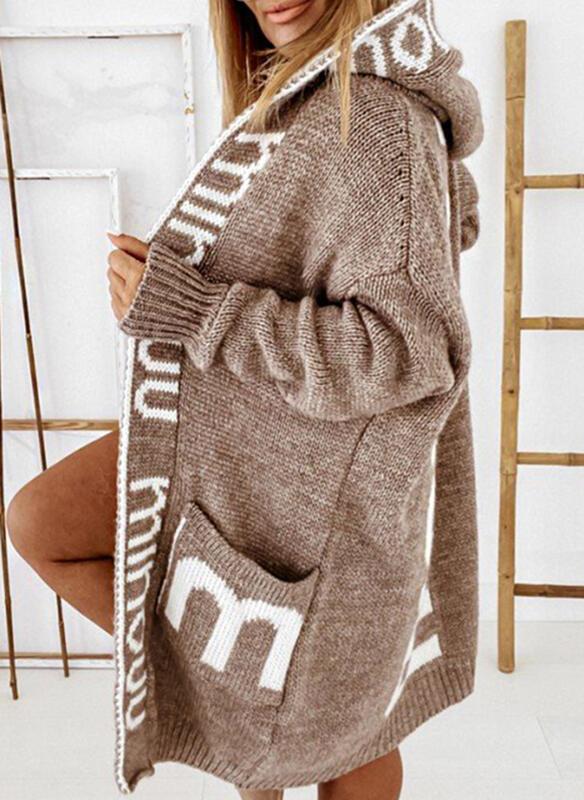 Damen Oversize Strickmantel mit praktischem Taschen-Design EB