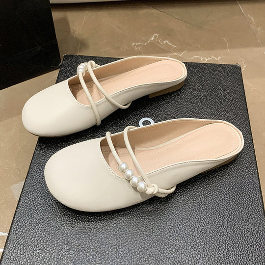 Damen elegante Mules mit Perlenschnürung und komfortablem Fußbett EB