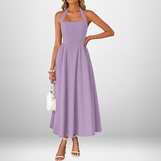 EB | Cross Back O-Hals Maxikleid Leinen