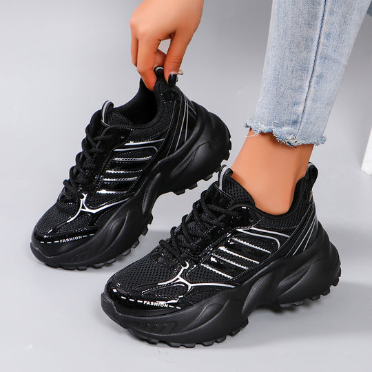 Damen Chunky Fashion Sneakers mit atmungsaktivem Mesh-Obermaterial und rutschfester Sohle EB